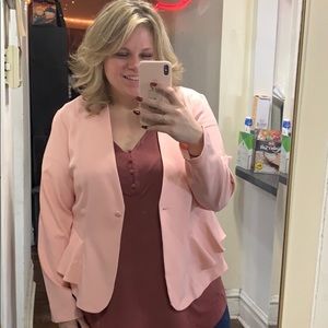 NWT, Unique 21 pink peplum light blazer, size 20